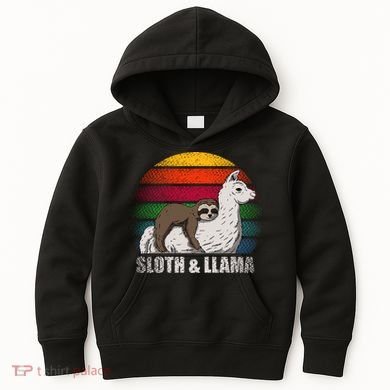 Sloth Riding LLAMA Kids Hoodie