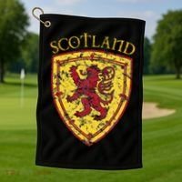Scottish Rampant Lion Scotland Coat Of Arms Banner Golf Towel thumb 1
