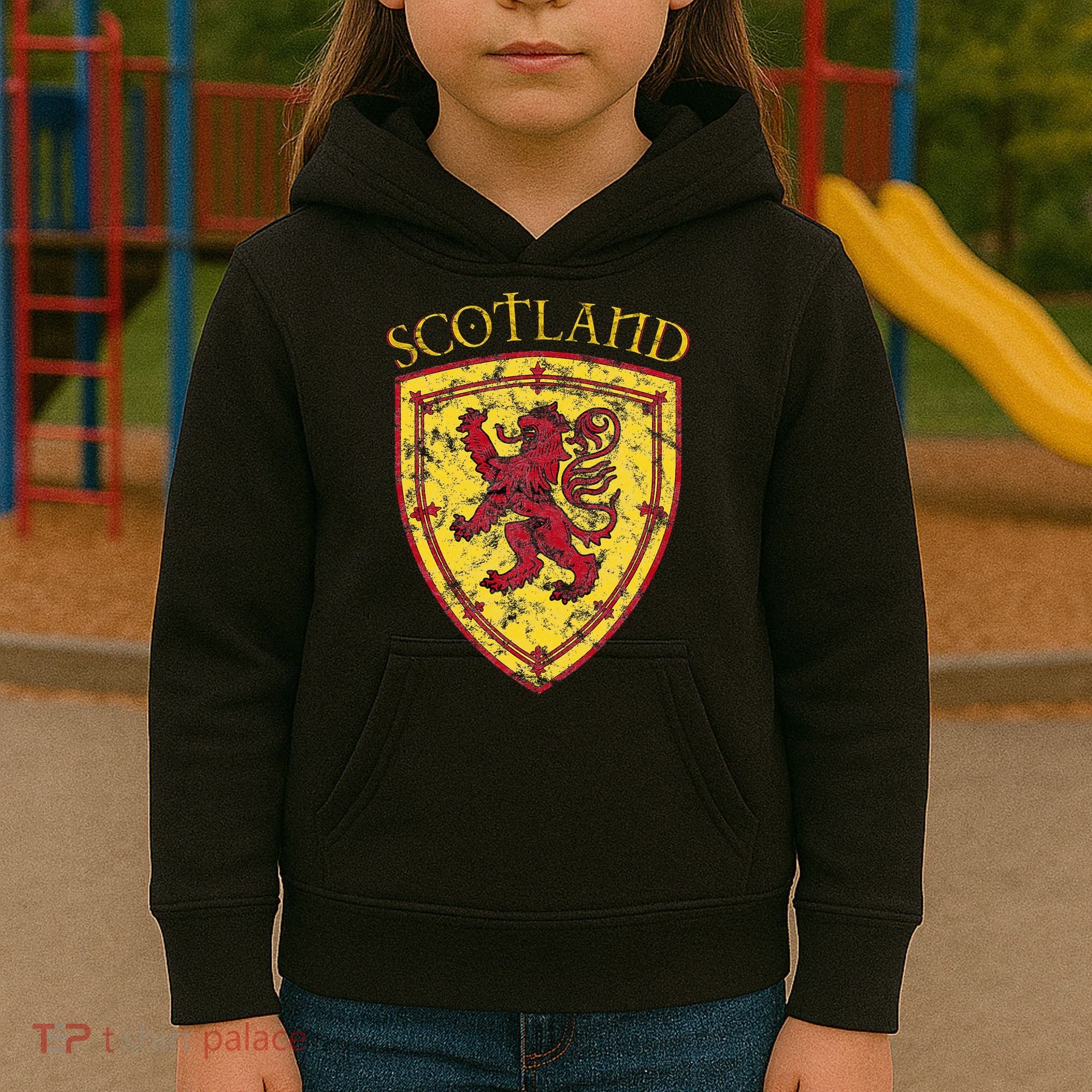 Scottish Rampant Lion Scotland Coat Of Arms Banner Kids Hoodie