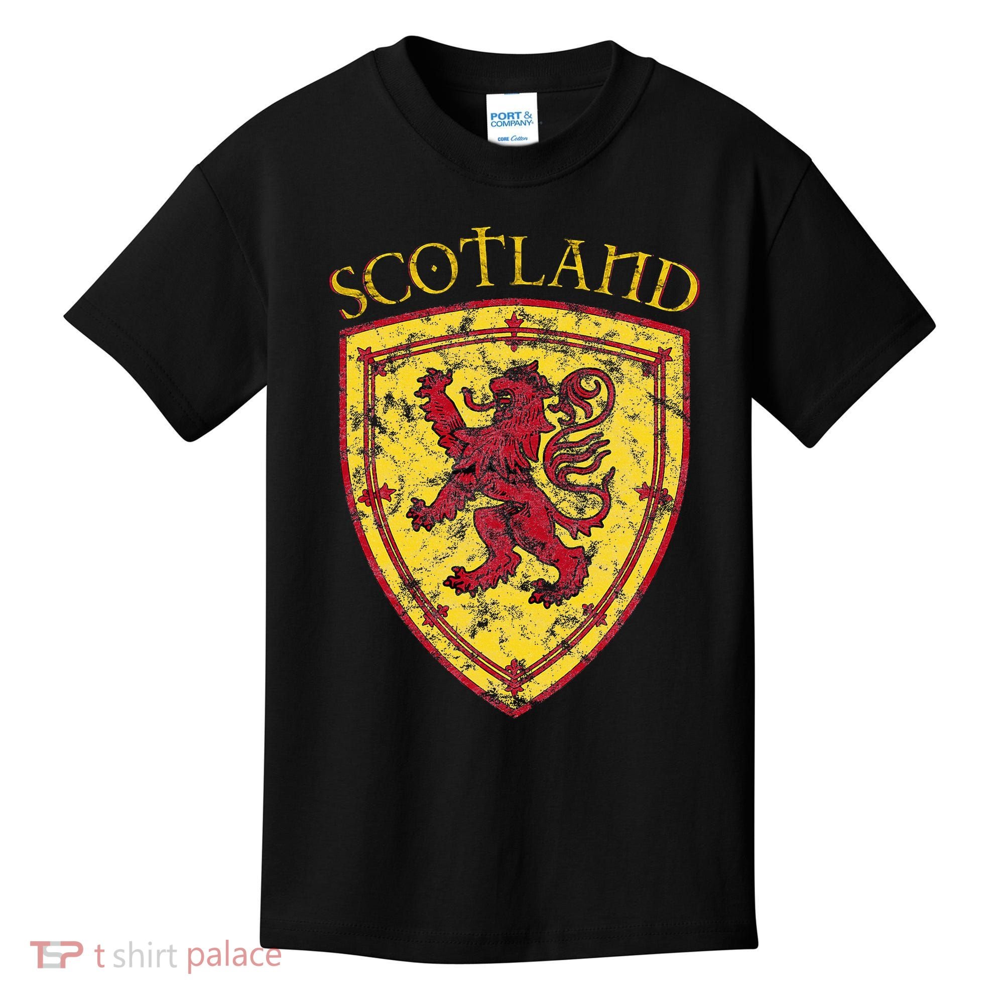 Scottish Rampant Lion Scotland Coat Of Arms Banner Kids T-Shirt