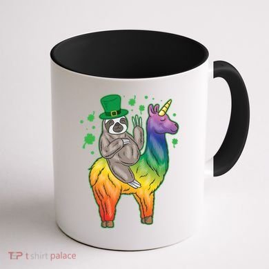 Sloth Rainbow Leprechaun Coffee Mug back