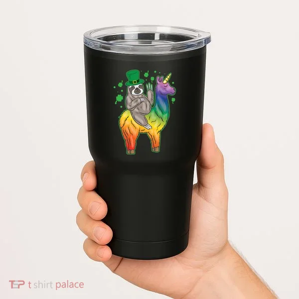 Sloth Rainbow Leprechaun Tumbler
