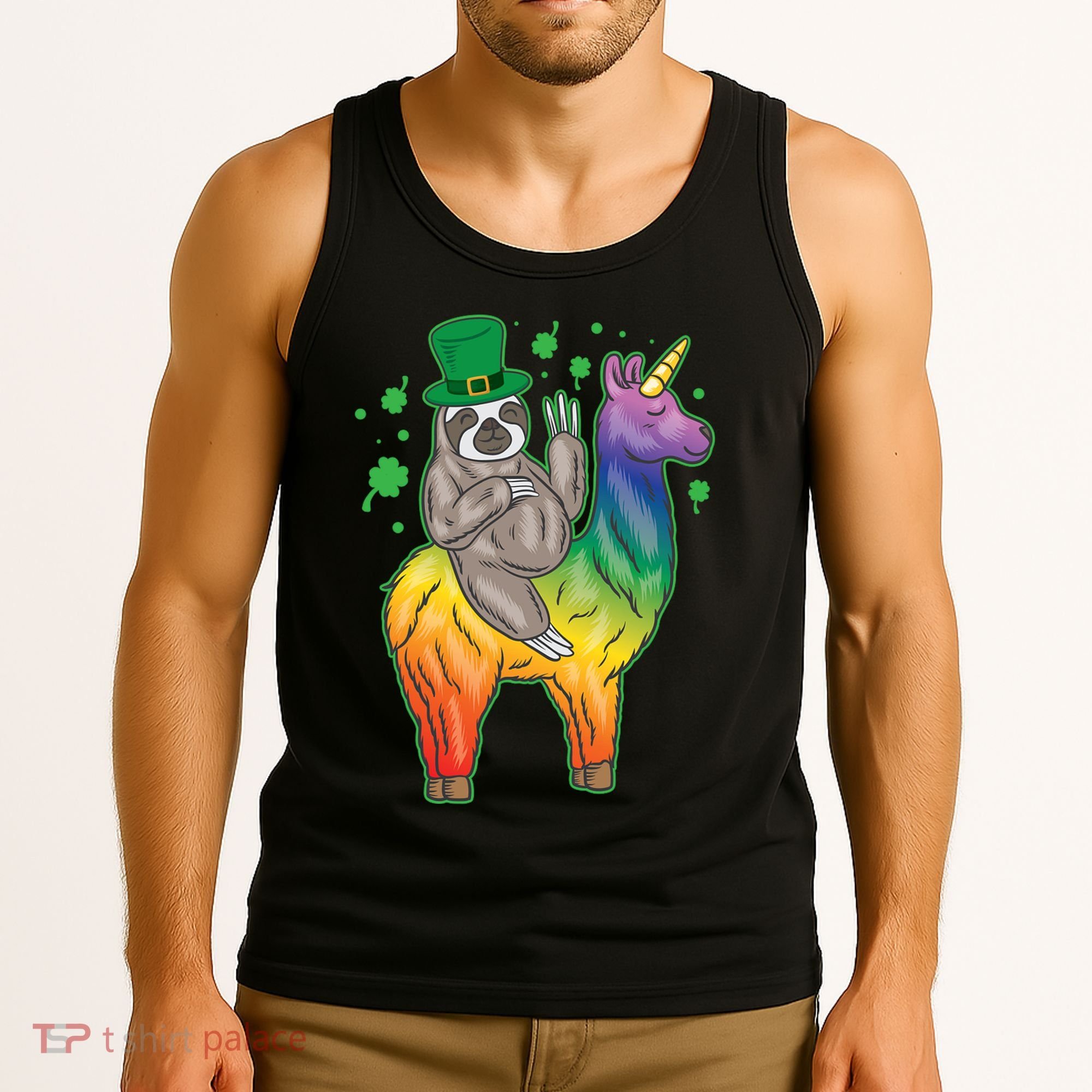 Sloth Rainbow Leprechaun Tank Top