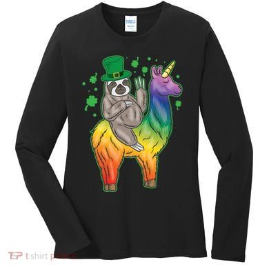 Sloth Rainbow Leprechaun Women's Long Sleeve Shirt