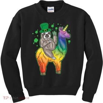 Sloth Rainbow Leprechaun Kids Sweatshirt