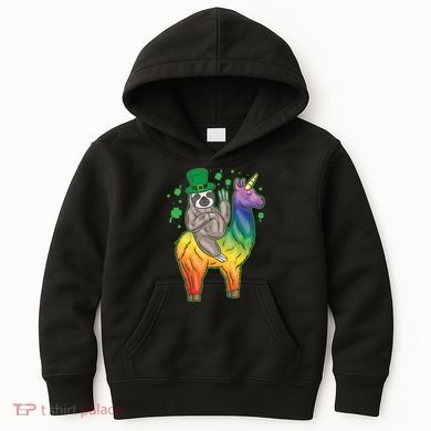 Sloth Rainbow Leprechaun Kids Hoodie