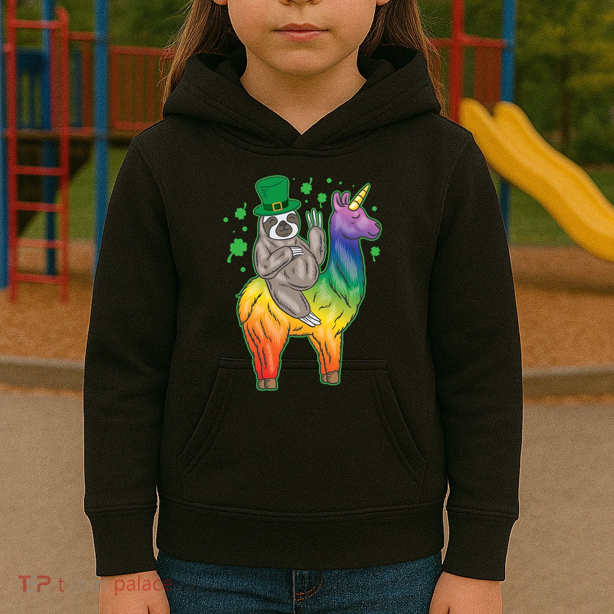 Sloth Rainbow Leprechaun Kids Hoodie