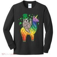 Sloth Rainbow Leprechaun Kids Long Sleeve Shirt thumb 0