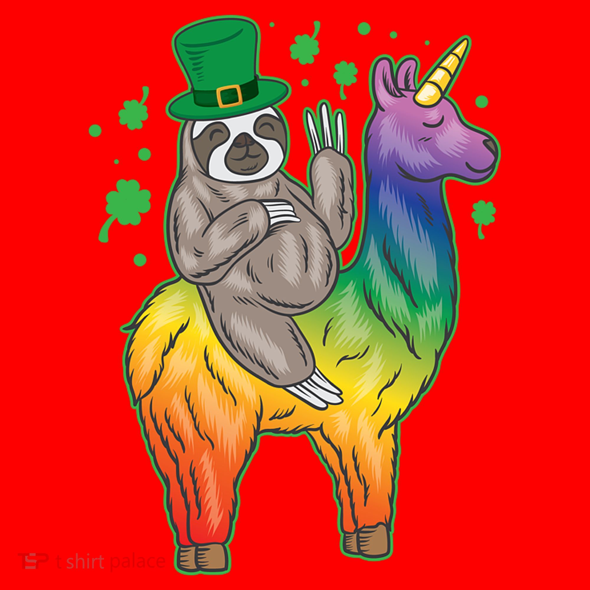 Sloth Rainbow Leprechaun Santa Hat