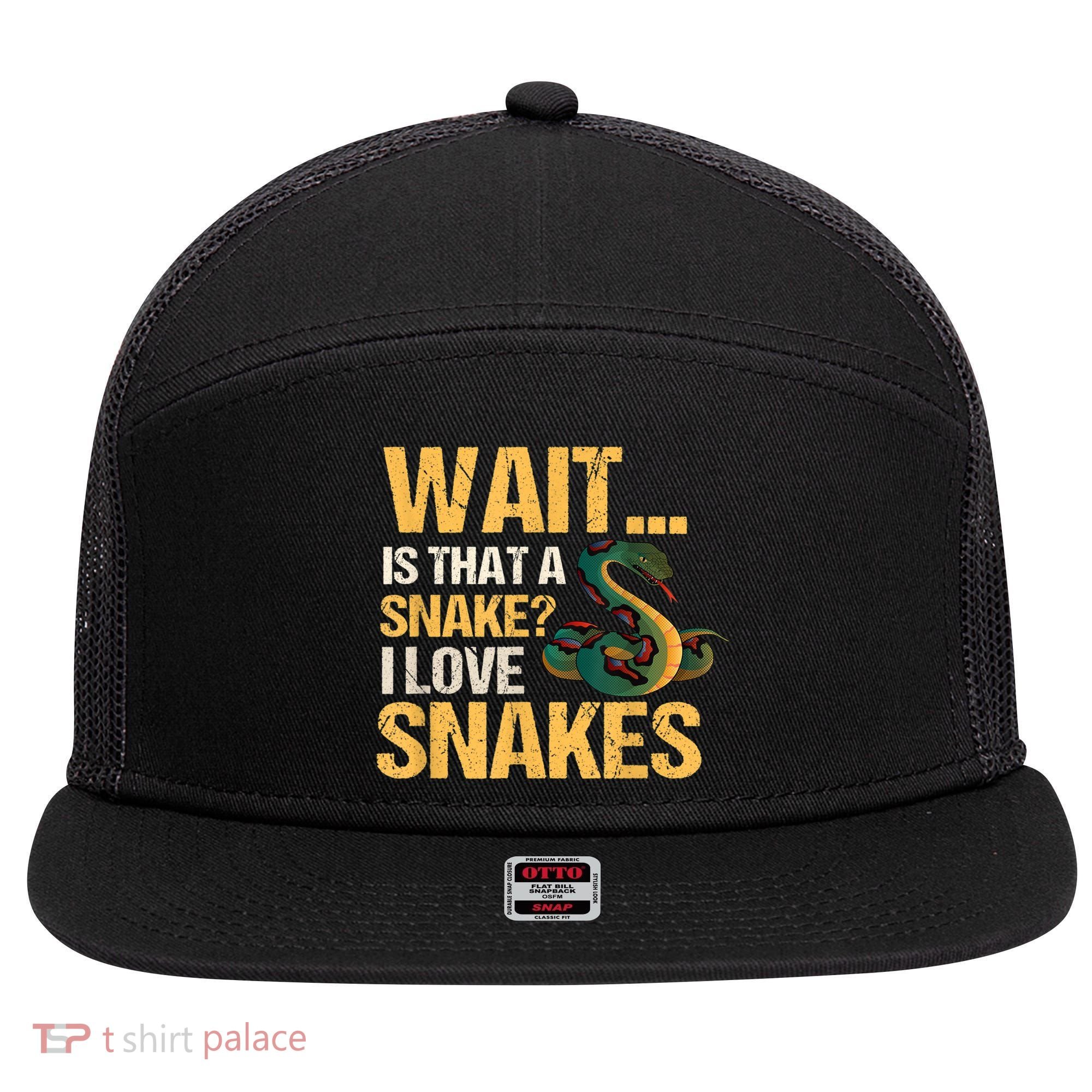 Snake Reptile Lovers Herpetologist Ophidiophilia 7 Panel Mesh Trucker Snapback Hat