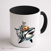 Skeleton Riding Mummy Orca Halloween Whale Great Gift Coffee Mug thumb 1