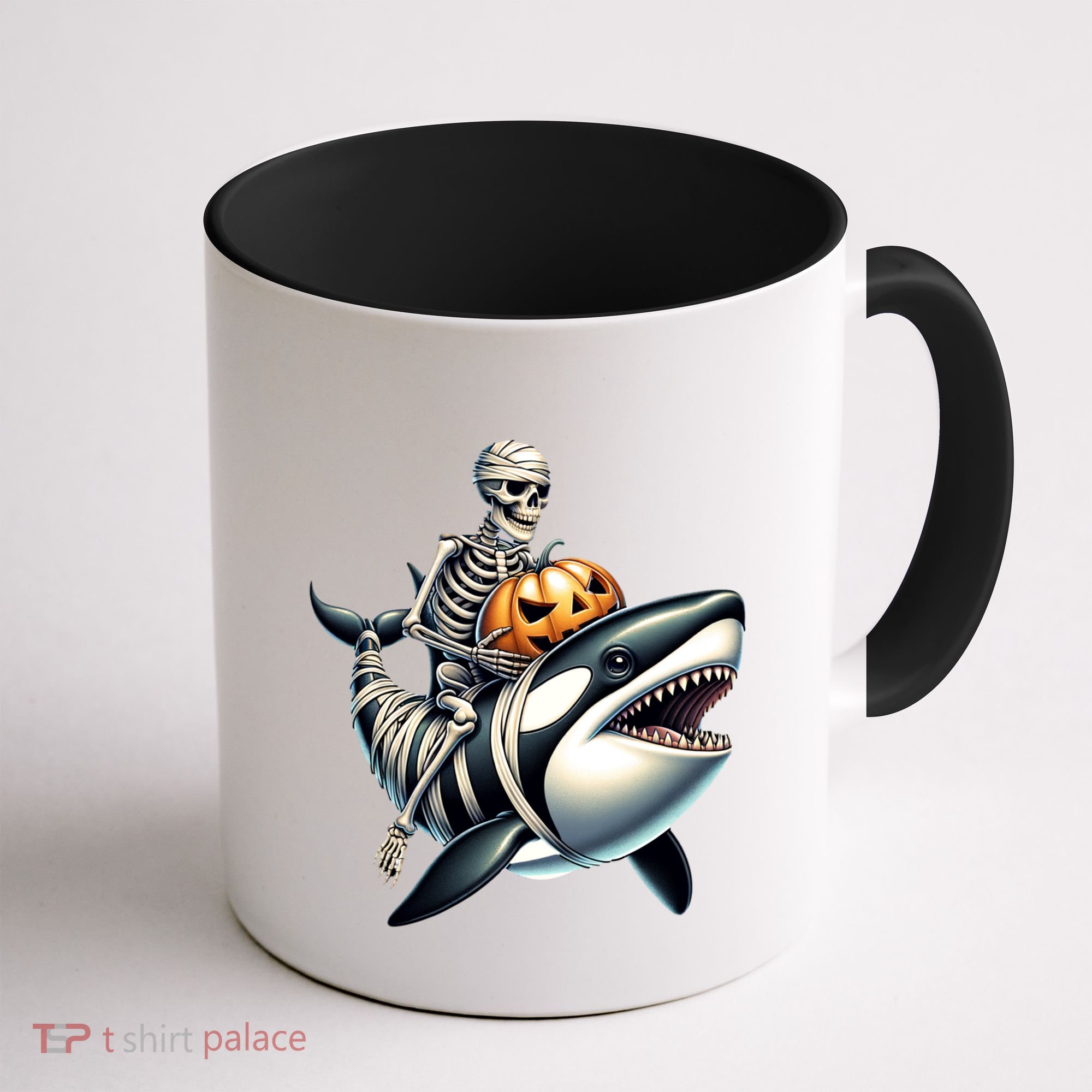 Skeleton Riding Mummy Orca Halloween Whale Great Gift Coffee Mug