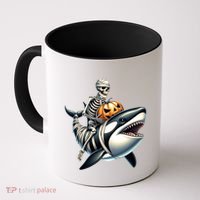 Skeleton Riding Mummy Orca Halloween Whale Great Gift Coffee Mug thumb 0