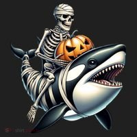 Skeleton Riding Mummy Orca Halloween Whale Great Gift Beanie thumb 2