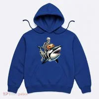 Skeleton Riding Mummy Orca Halloween Whale Great Gift Hoodie thumb 0
