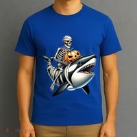 Skeleton Riding Mummy Orca Halloween Whale Great Gift T-Shirt thumb 3