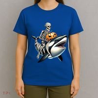 Skeleton Riding Mummy Orca Halloween Whale Great Gift T-Shirt thumb 4