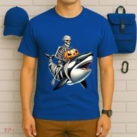 Skeleton Riding Mummy Orca Halloween Whale Great Gift T-Shirt thumb 6