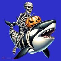 Skeleton Riding Mummy Orca Halloween Whale Great Gift Visor thumb 3
