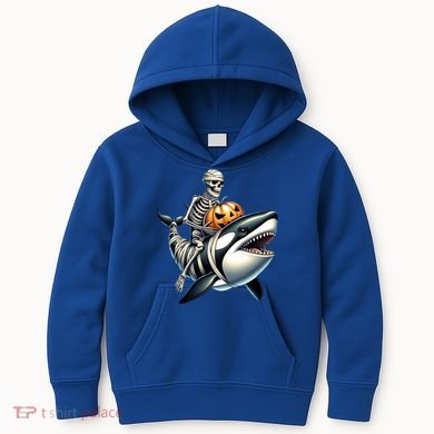 Skeleton Riding Mummy Orca Halloween Whale Great Gift Kids Hoodie