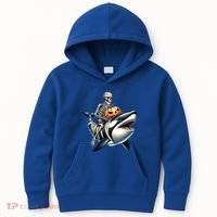 Skeleton Riding Mummy Orca Halloween Whale Great Gift Kids Hoodie thumb 0