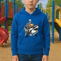 Skeleton Riding Mummy Orca Halloween Whale Great Gift Kids Hoodie thumb 2