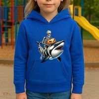 Skeleton Riding Mummy Orca Halloween Whale Great Gift Kids Hoodie thumb 3