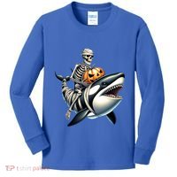 Skeleton Riding Mummy Orca Halloween Whale Great Gift Kids Long Sleeve Shirt thumb 0
