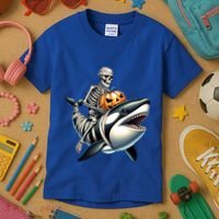 Skeleton Riding Mummy Orca Halloween Whale Great Gift Kids T-Shirt thumb 3