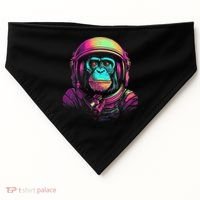 Synthwave Retrowave Monkey Astronaut Retro 1980s Graphic USA-Made Doggie Bandana thumb 0