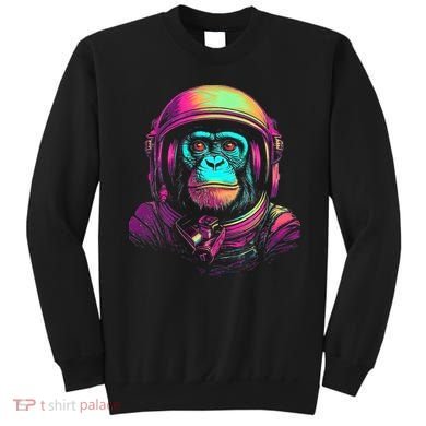 Synthwave Retrowave Monkey Astronaut Retro 1980s Graphic Sweatshirt