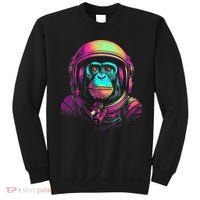 Synthwave Retrowave Monkey Astronaut Retro 1980s Graphic Sweatshirt thumb 0