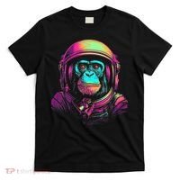 Synthwave Retrowave Monkey Astronaut Retro 1980s Graphic T-Shirt thumb 0