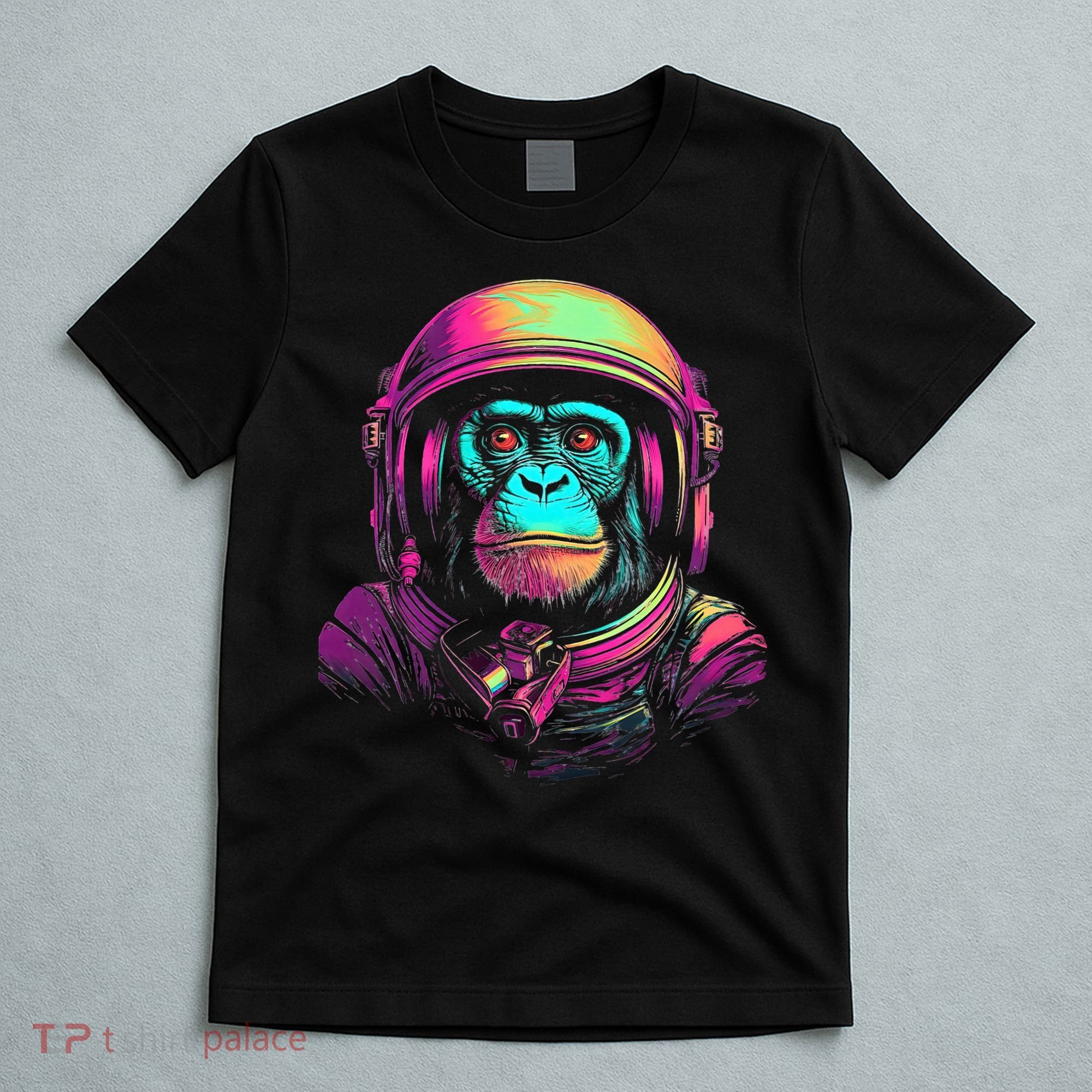 Synthwave Retrowave Monkey Astronaut Retro 1980s Graphic T-Shirt