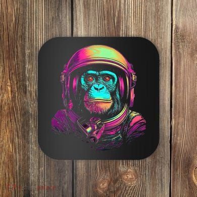 Synthwave Retrowave Monkey Astronaut Retro 1980s Graphic Coaster