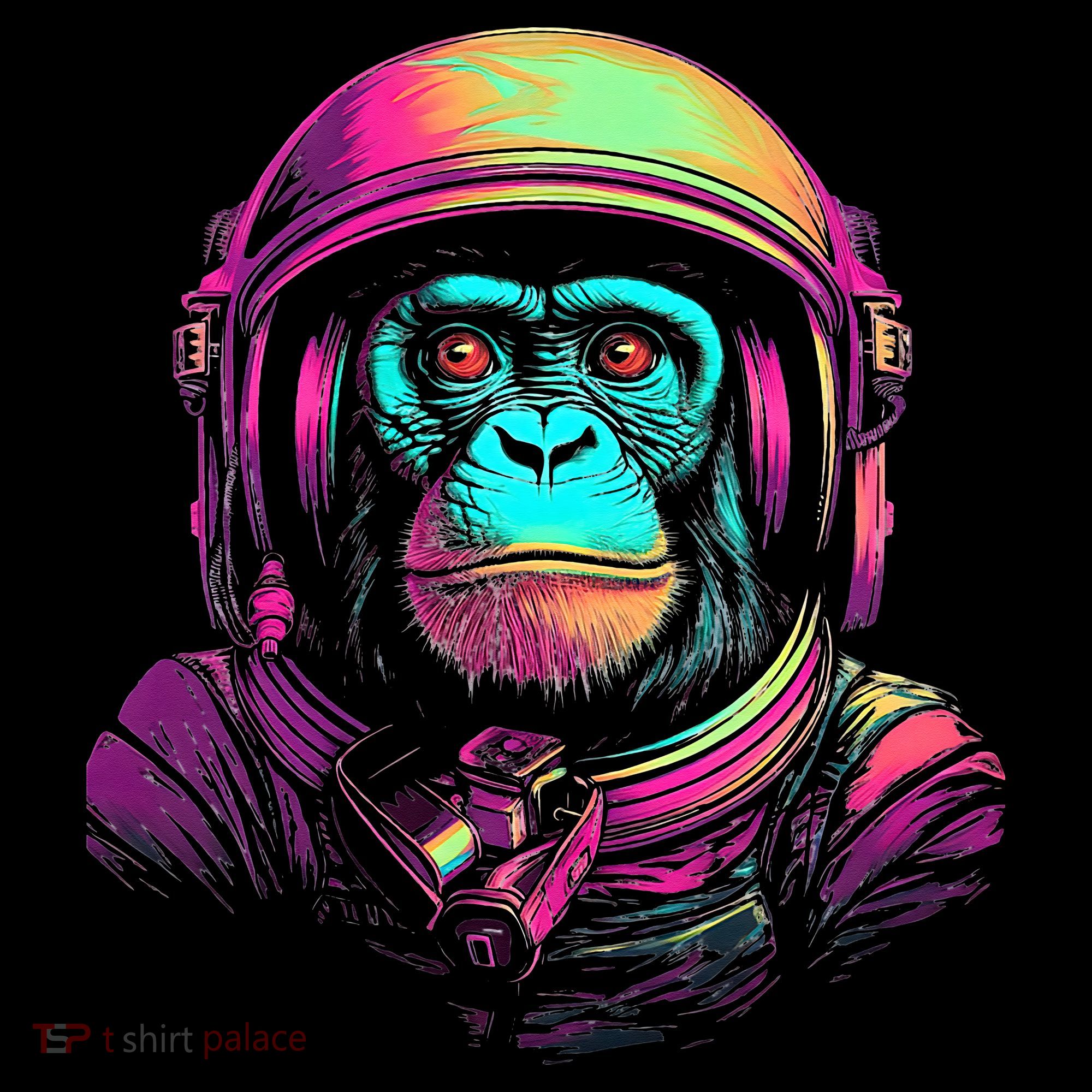Synthwave Retrowave Monkey Astronaut Retro 1980s Graphic Coaster