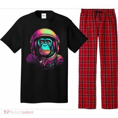Synthwave Retrowave Monkey Astronaut Retro 1980s Graphic Pajama Set