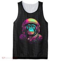 Synthwave Retrowave Monkey Astronaut Retro 1980s Graphic Mesh Reversible Basketball Jersey Tank thumb 0