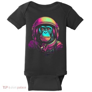 Synthwave Retrowave Monkey Astronaut Retro 1980s Graphic Baby Bodysuit