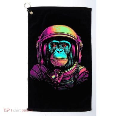 Synthwave Retrowave Monkey Astronaut Retro 1980s Graphic Golf Towel