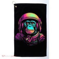 Synthwave Retrowave Monkey Astronaut Retro 1980s Graphic Golf Towel thumb 0