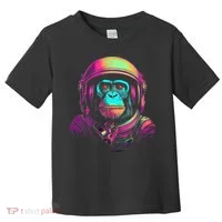 Synthwave Retrowave Monkey Astronaut Retro 1980s Graphic Toddler T-Shirt thumb 0