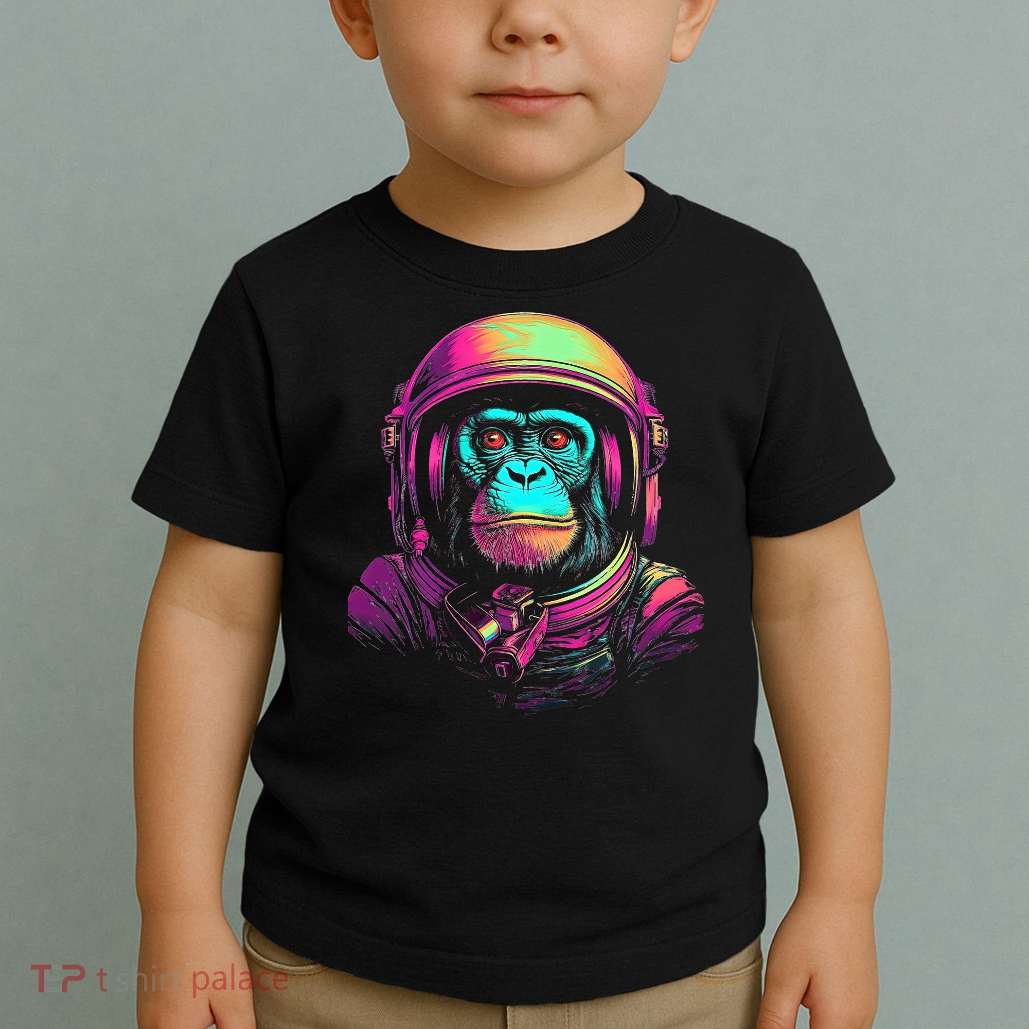 Synthwave Retrowave Monkey Astronaut Retro 1980s Graphic Toddler T-Shirt