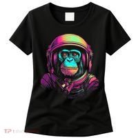 Synthwave Retrowave Monkey Astronaut Retro 1980s Graphic Women's T-Shirt thumb 0