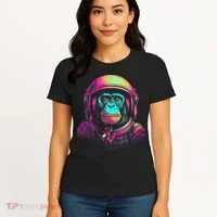 Synthwave Retrowave Monkey Astronaut Retro 1980s Graphic Women's T-Shirt thumb 4