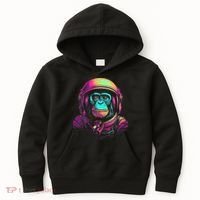 Synthwave Retrowave Monkey Astronaut Retro 1980s Graphic Kids Hoodie thumb 0