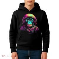 Synthwave Retrowave Monkey Astronaut Retro 1980s Graphic Kids Hoodie thumb 4