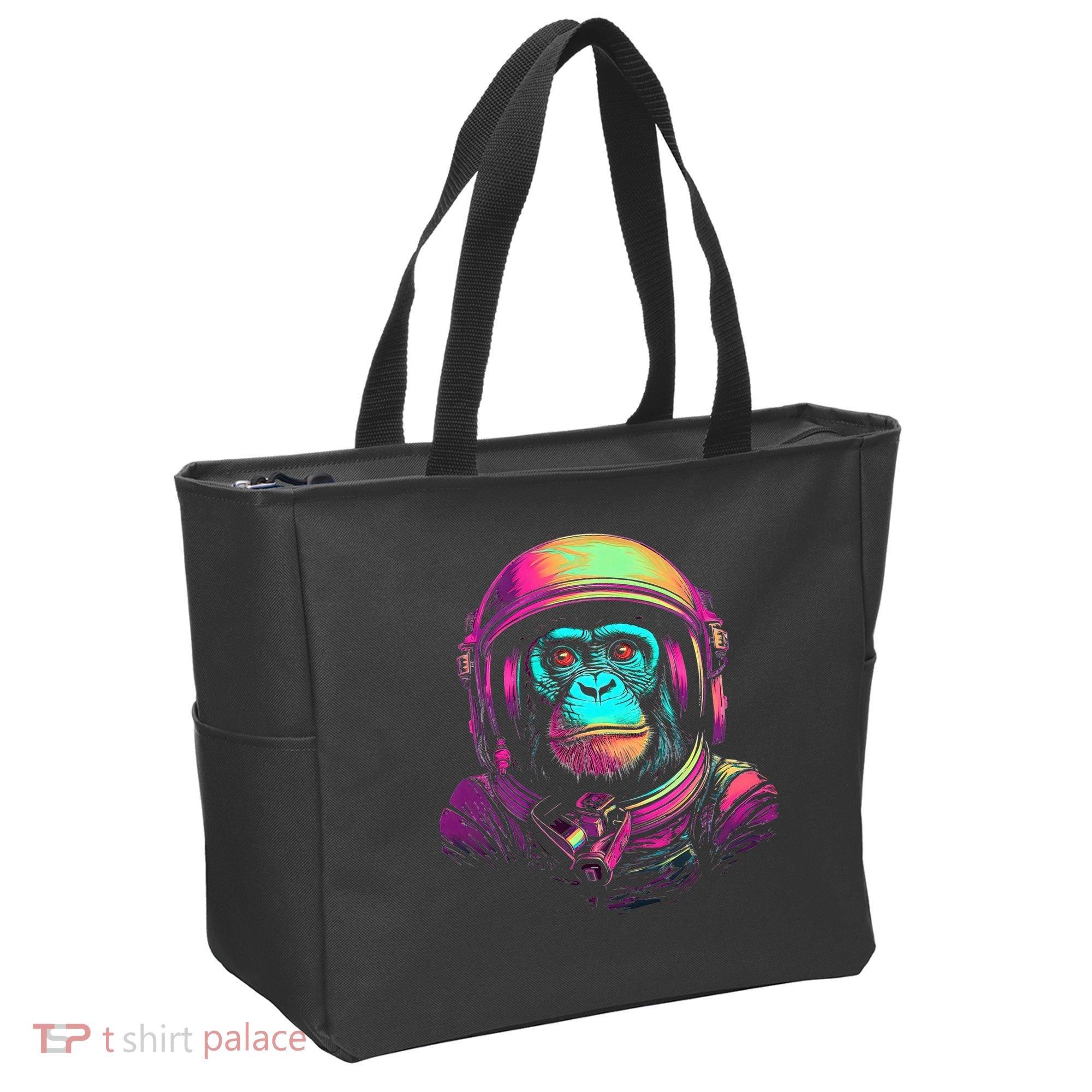 Synthwave Retrowave Monkey Astronaut Retro 1980s Graphic Tote Bag