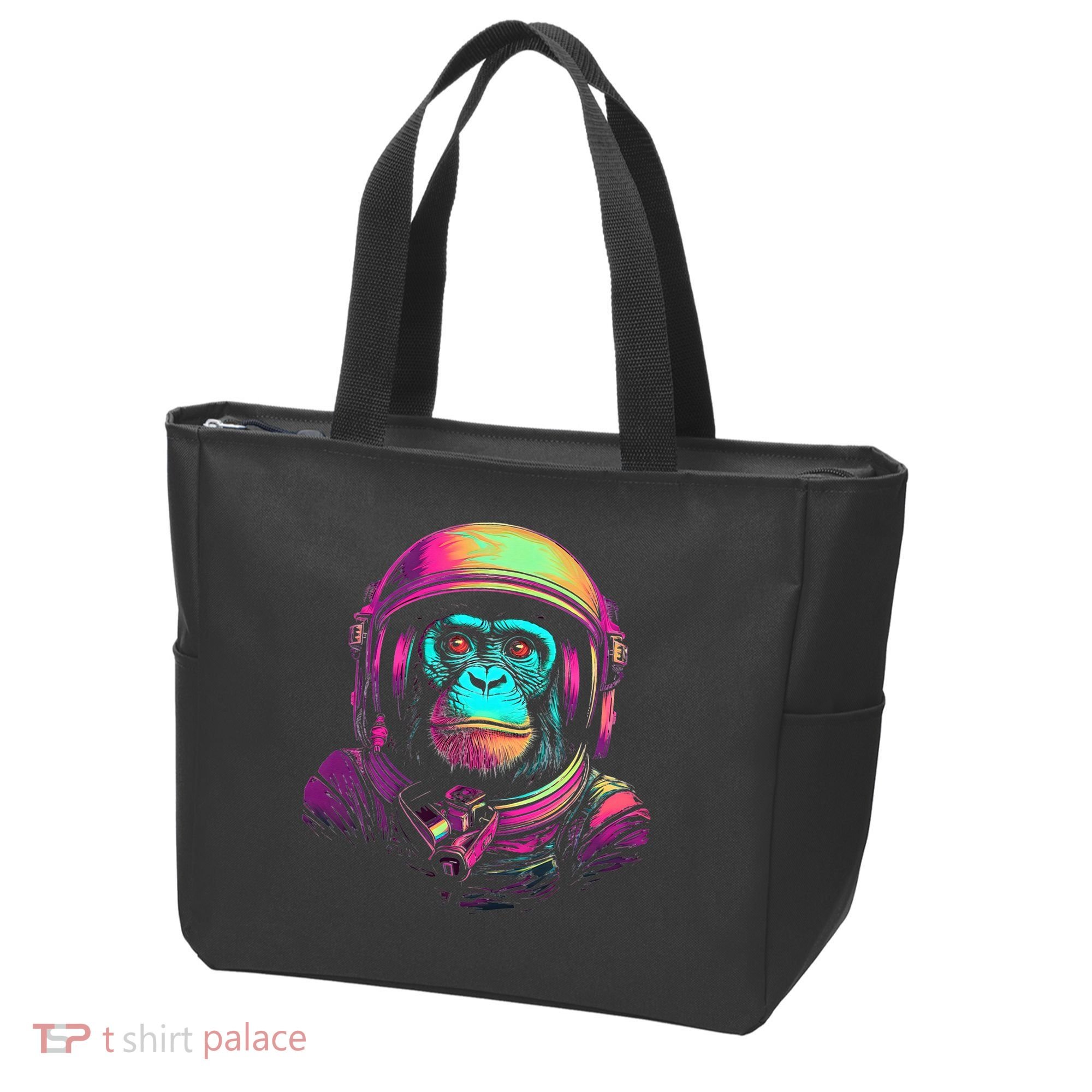 Synthwave Retrowave Monkey Astronaut Retro 1980s Graphic Tote Bag