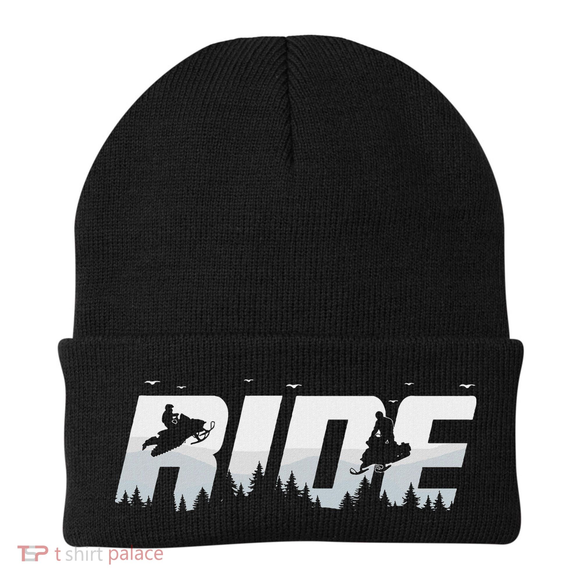 Snowmobile Ride Motor Sled Racing Winter Mountain Sports Fan Beanie
